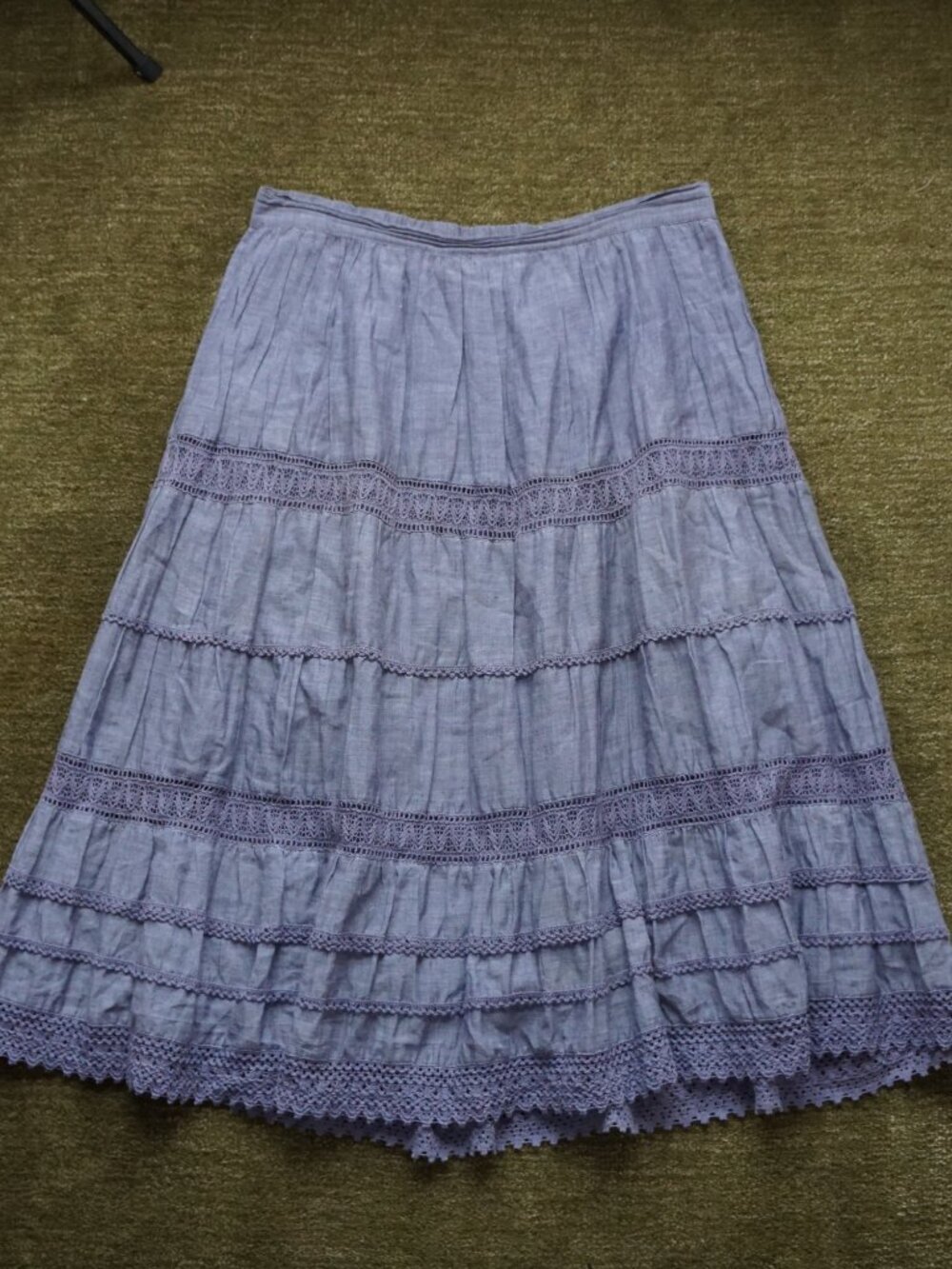 Studio West Light Blue 100% Cotton Cottagecore Maxi Skirt - Picture 2 of 5
